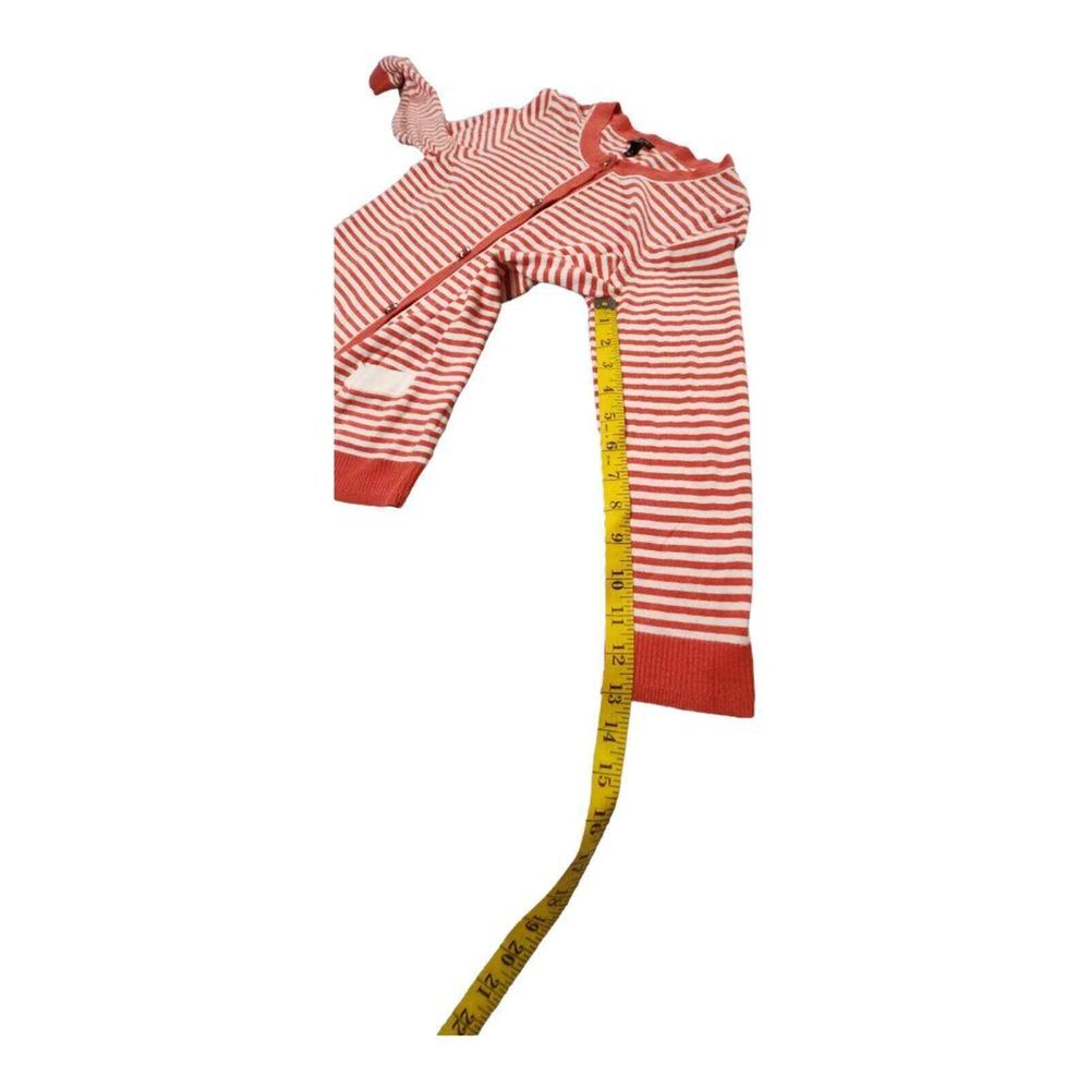 EUC Talbots Orange Off White Stripes Cardigan Sz Small Preppy Pockets Buttons - Picture 6 of 8